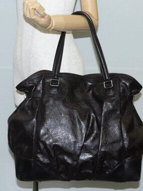 GUCCI Shoulder Bag Leather Black Silver